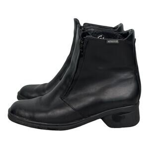 Mephisto Black Leather Ankle Boots 2 Zippers Booties Womens 11